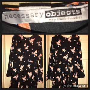 Black flower dress long sleeve